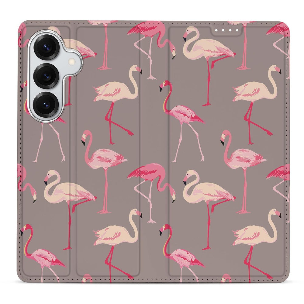 Samsung Galaxy S26 Standcase Hoesje Flamingo flamingo print voorkant.