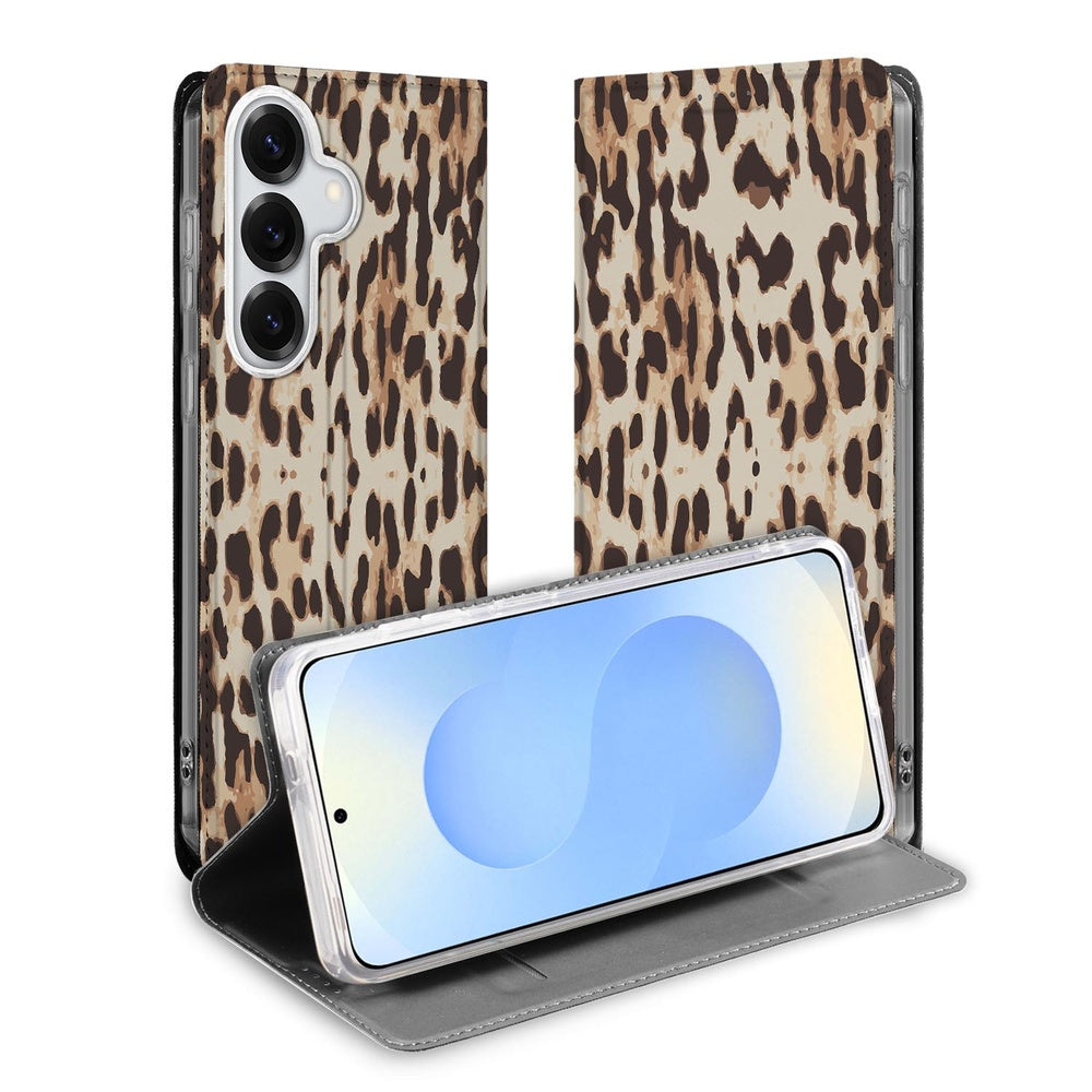 Samsung Galaxy S26 Bookcase Hoesje Leopard luipaardprint aanzicht geopend.