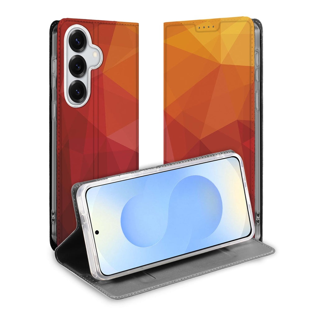 Samsung Galaxy S26 Book Case Polygon Red Vooraanzicht.