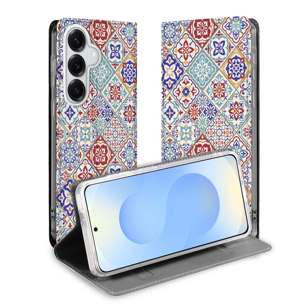 Samsung Galaxy S26 Telefoonhoesje Tiles Color Standcase Vooraanzicht.