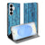 Samsung Galaxy S26 Flip Style Cover Wood Blue flipcover afgebladderd blauw hout vooraanzicht.