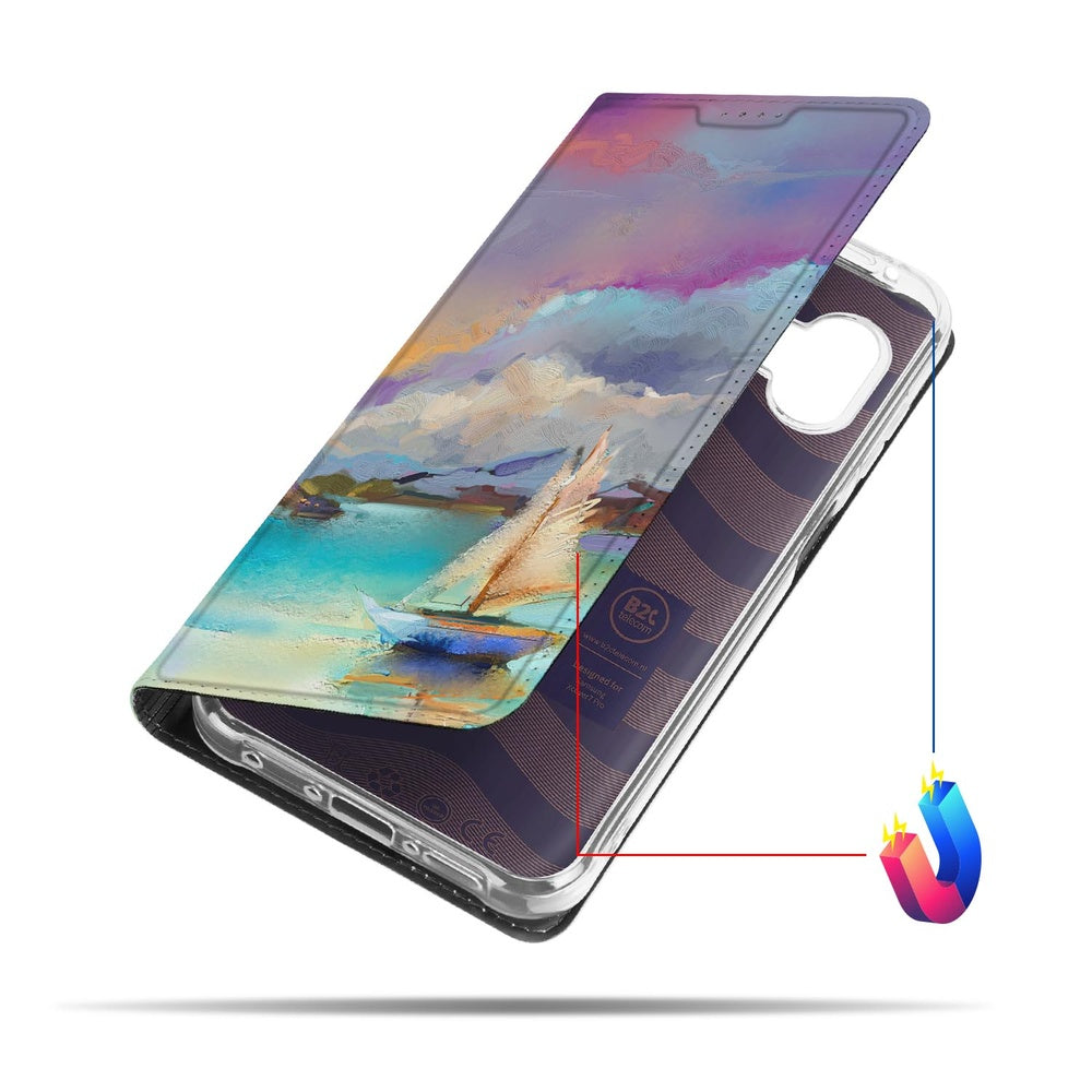 Samsung Galaxy Xcover 7 Pro Bookcase Boat hoesje maritiem ontwerp aanzicht