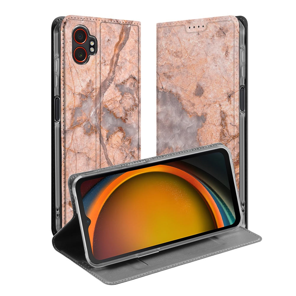 Bookcase Samsung Galaxy Xcover 7 Pro Marmer Oranje design marmer aanzicht