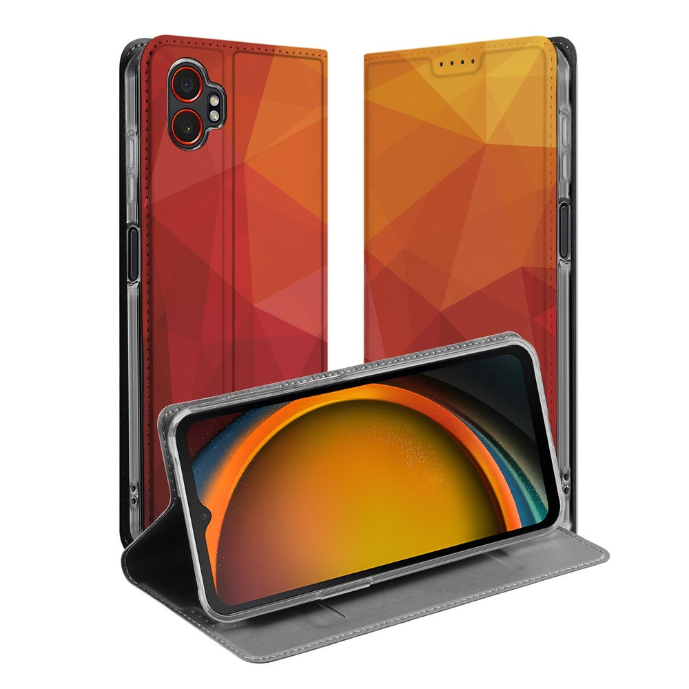 Samsung Galaxy Xcover 7 Pro Book Case Polygon Red voorkant achterkant stand