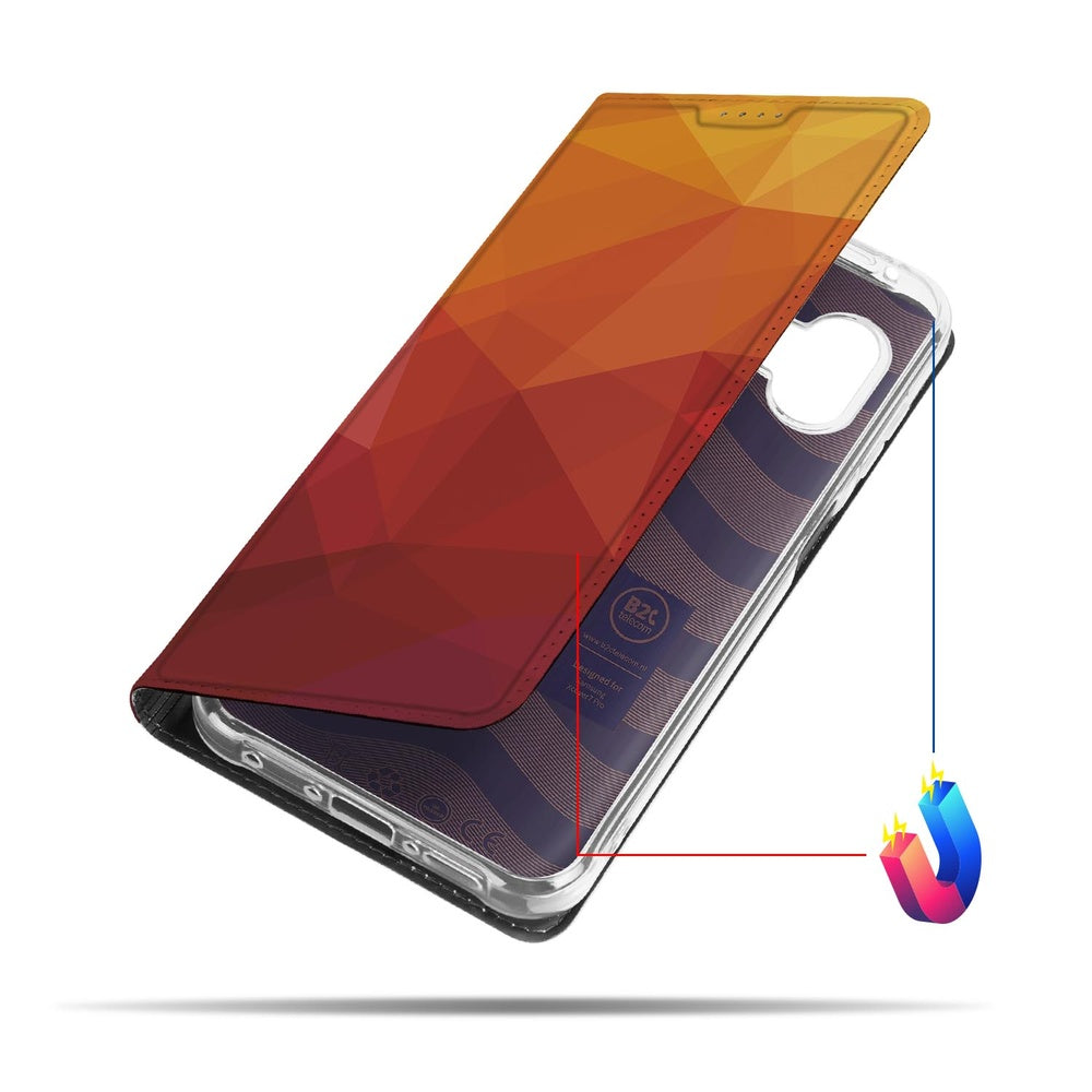 Samsung Galaxy Xcover 7 Pro Book Case Polygon Red voorkant met geometrisch patroon