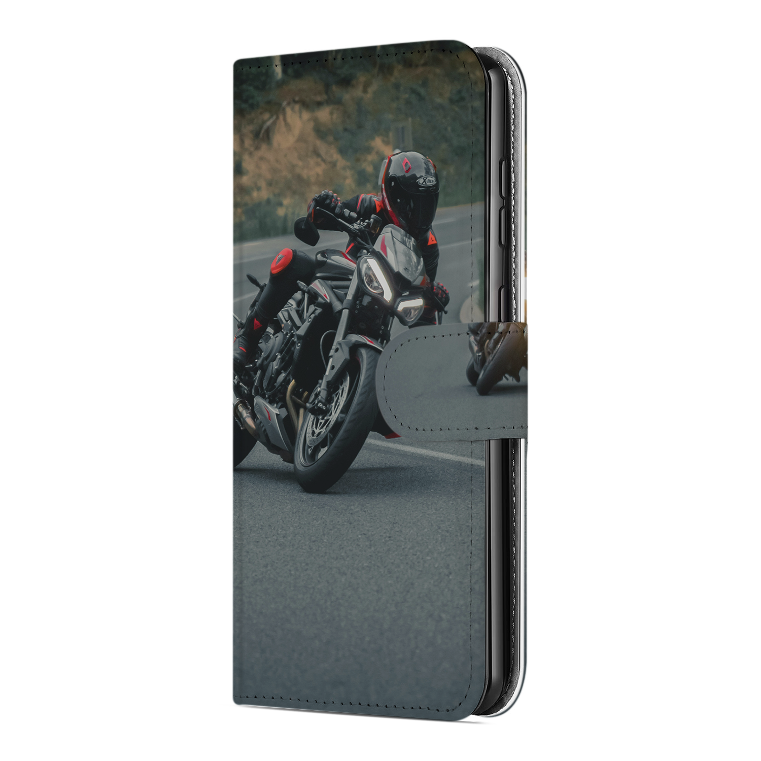 Book Case Hoesje Maken voor de Samsung Galaxy A55 met motorrijder afbeelding