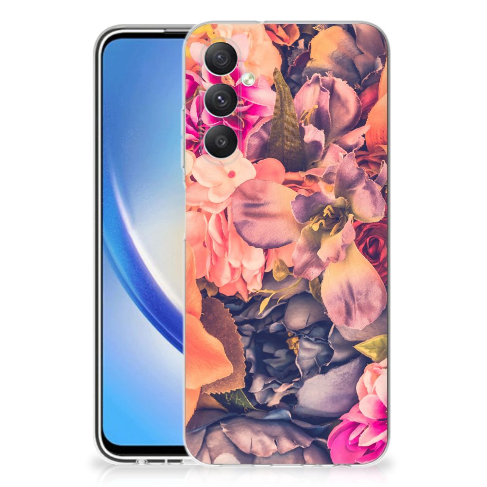 Samsung Galaxy A05S TPU Case Bosje Bloemen bloemen oranje paars roze achterzijde