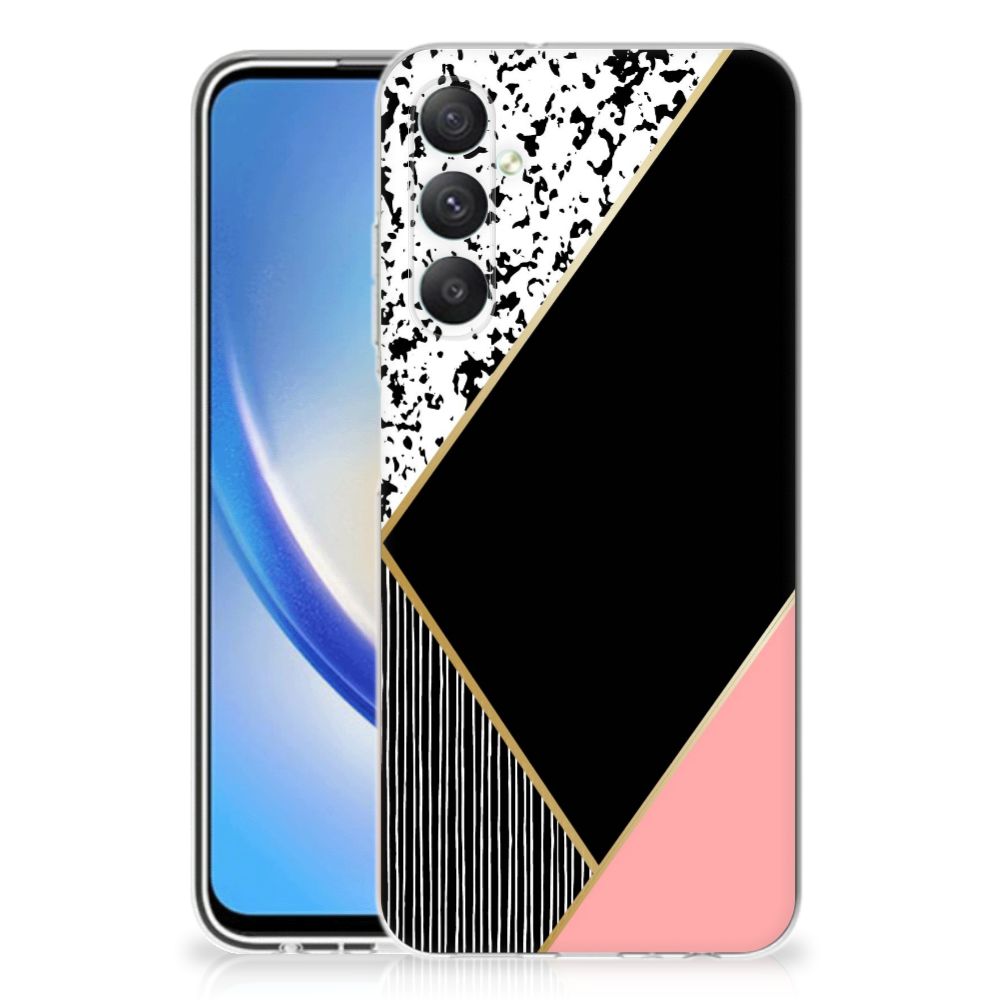 Samsung Galaxy A05S TPU Hoesje Zwart Roze Vormen