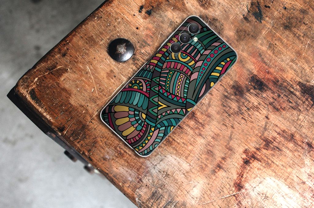 Samsung Galaxy A05S TPU bumper Aztec artistiek design retro bovenaanzicht