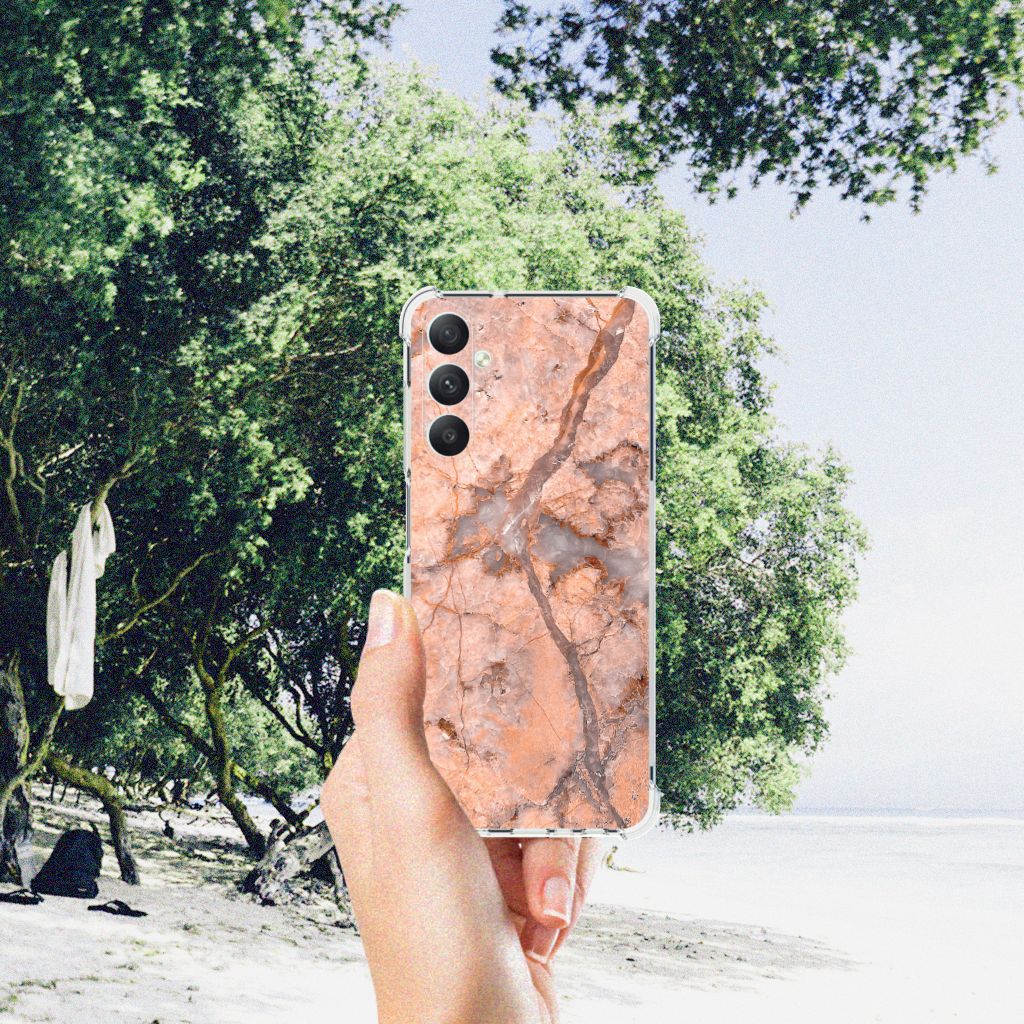 Samsung Galaxy A05s Anti-Shock Hoesje Marmer Oranje B2C Telecom