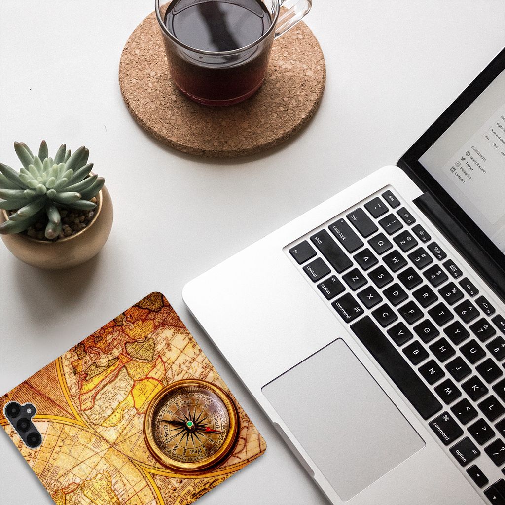 Samsung Galaxy A05s Book Cover Kompas ontwerp kompas bovenaanzicht