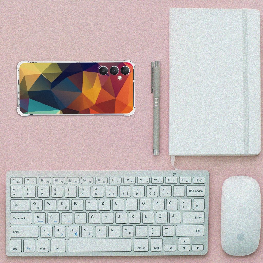 Samsung Galaxy A05s Shockproof Case Polygon Color bovenaanzicht toetsenbord muis notitieboek