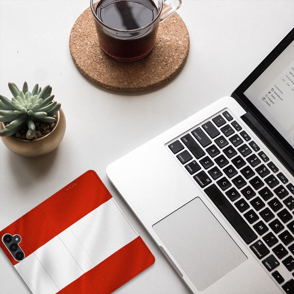 Samsung Galaxy A05s Standcase Oostenrijk ontwerp bovenaanzicht