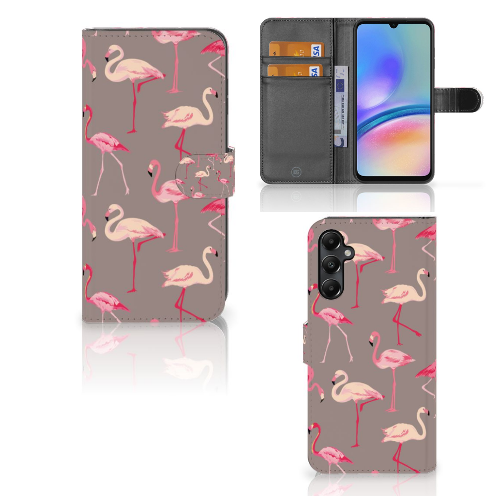 Samsung Galaxy A05s Telefoonhoesje met Pasjes Flamingo