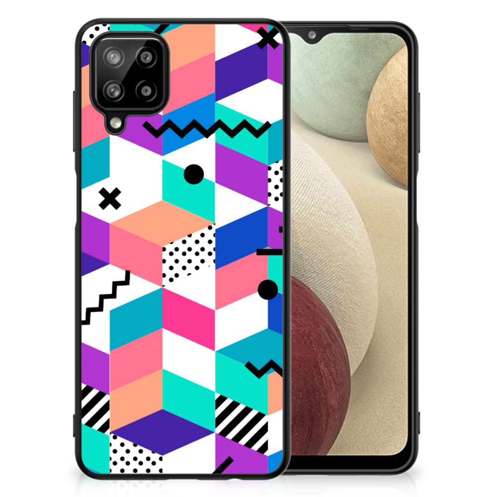 Samsung Galaxy A12 Backcover Blokken Kleurrijk abstract print voorkant