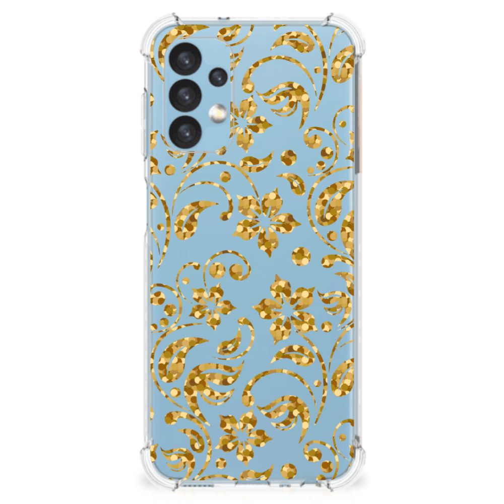 Samsung Galaxy A13 (4G) Case Gouden Bloemen ontwerp achterzijde