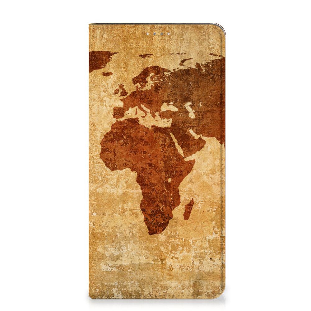 Samsung Galaxy A14 4G Book Cover Wereldkaart met vintage wereldkaart design
