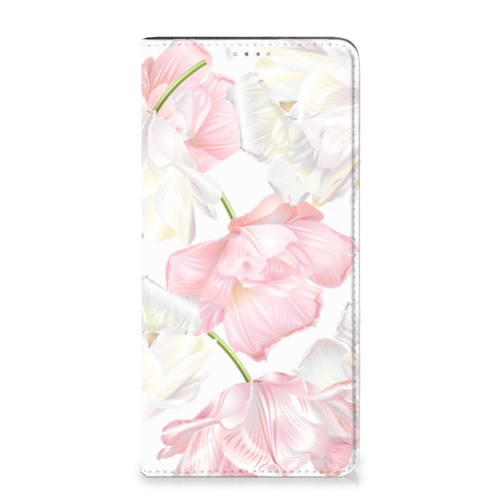 Samsung Galaxy A14 4G Smart Cover Lovely Flowers featuring elegant white and pink floral design.