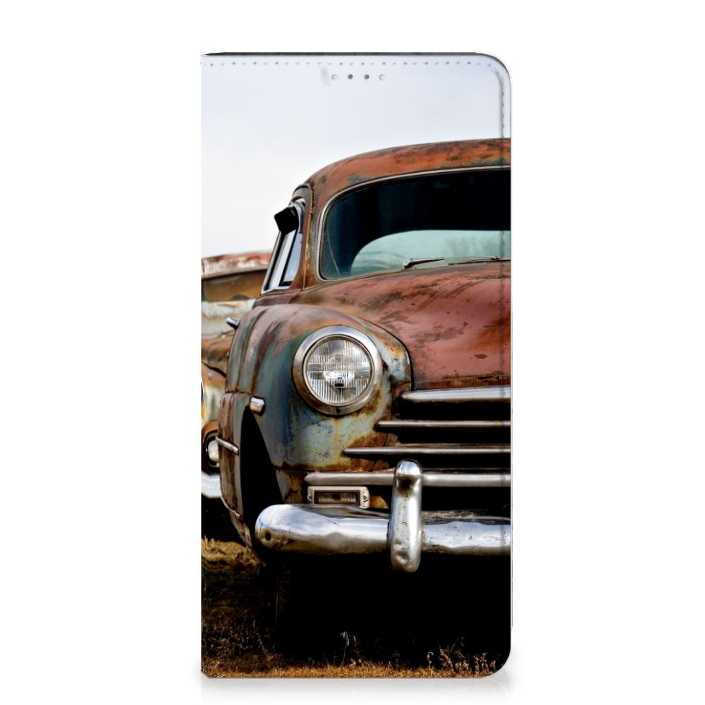 Samsung Galaxy A14 4G Stand Case Vintage Auto vintage auto ontwerp voorkant
