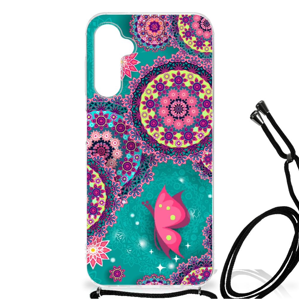 Samsung Galaxy A14 5G Back Cover Cirkels en Vlinders met kleurrijke patronen en een vlinderdesign.