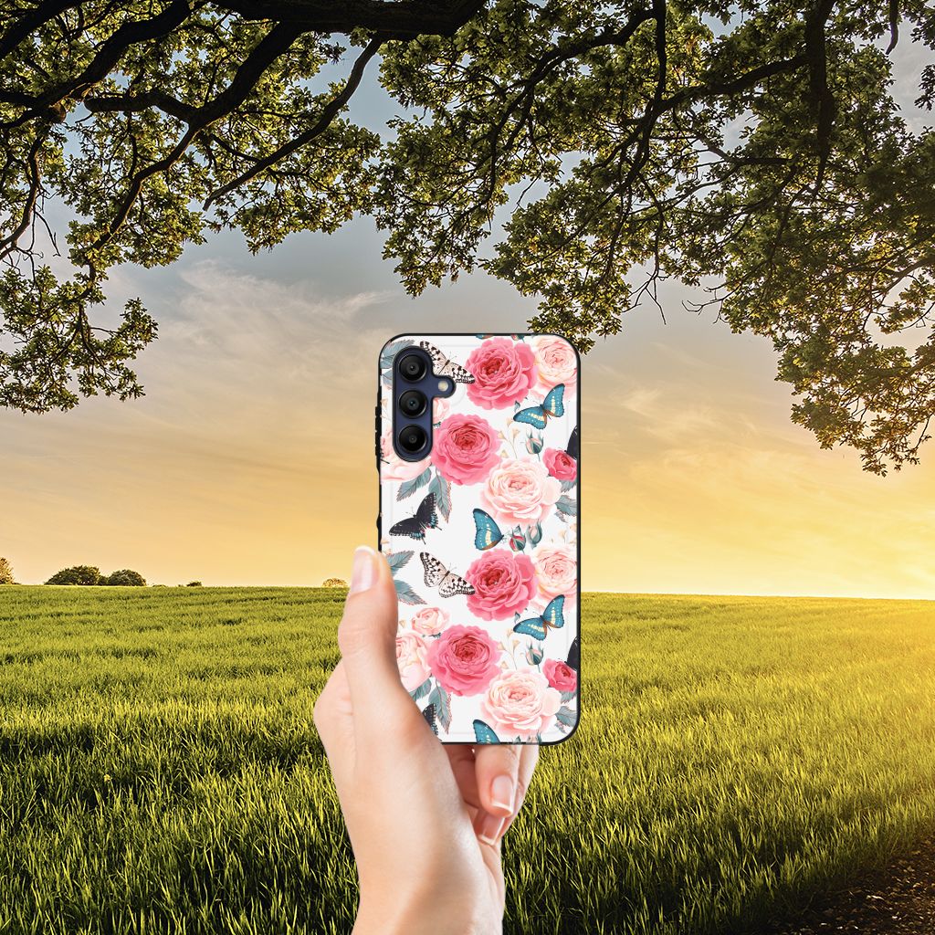 Samsung Galaxy A15 Bloemen Hoesje Butterfly Roses B2C Telecom