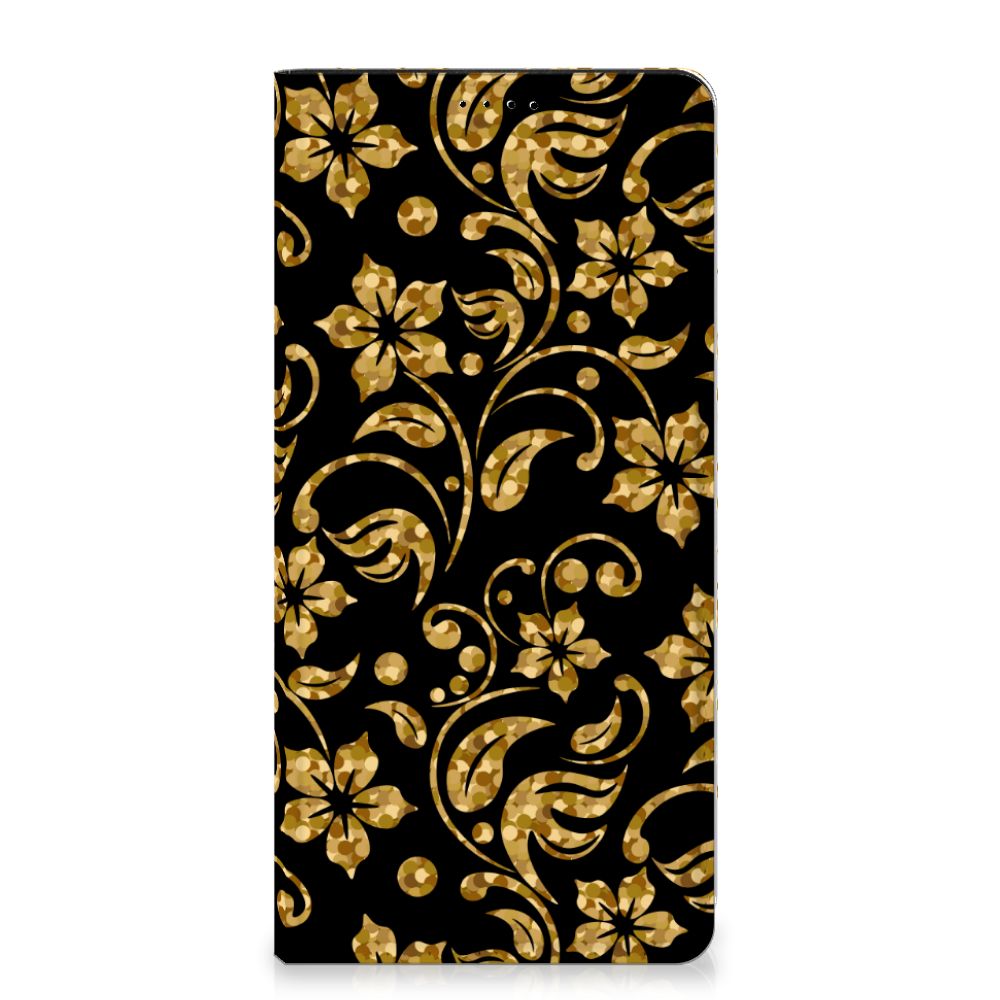 Samsung Galaxy A15 Smart Cover Gouden Bloemen