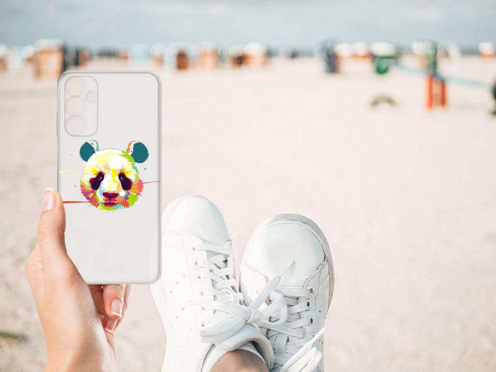 Samsung Galaxy A15 Telefoonhoesje met Naam Panda Color design panda aanzicht