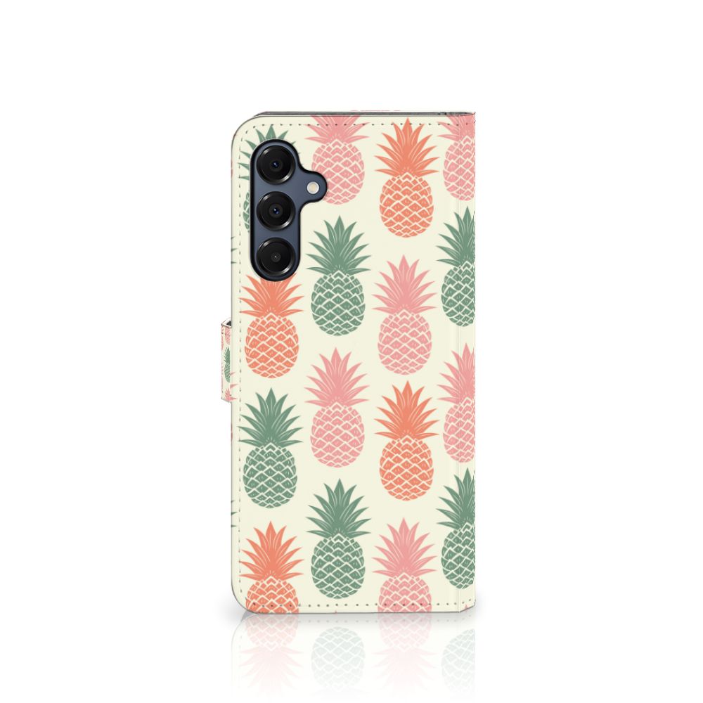 Samsung Galaxy A16 4G/5G Book Cover Ananas telefoonhoesje ananas design achteraanzicht