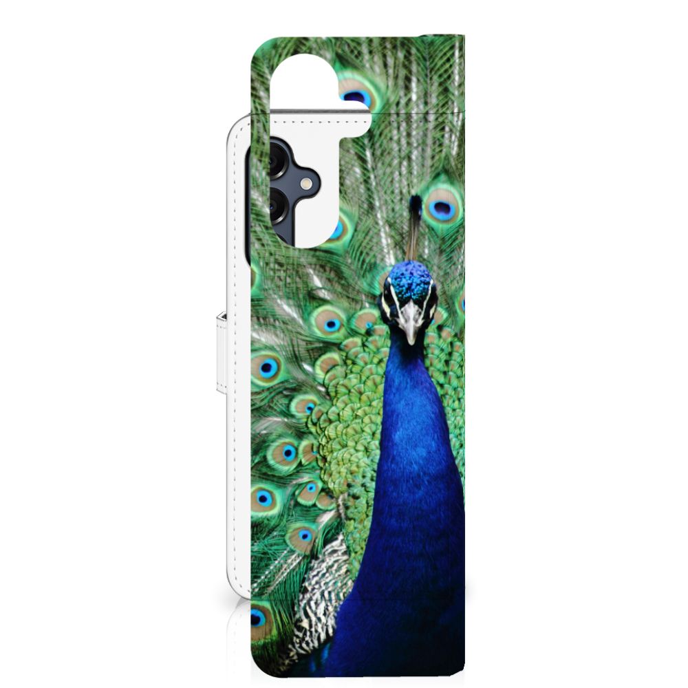 Samsung Galaxy A16 4G/5G Book Style Case Wood Heart Cadeau voor je Vriend pauw ontwerp vooraan