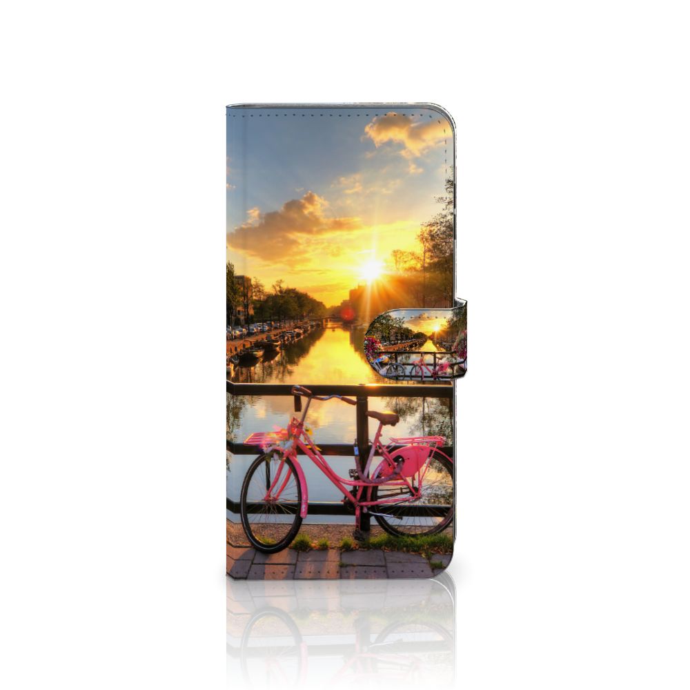 Samsung Galaxy A16 4G/5G Flip Cover Amsterdamse Grachten ontwerp fiets zonsondergang aanzicht