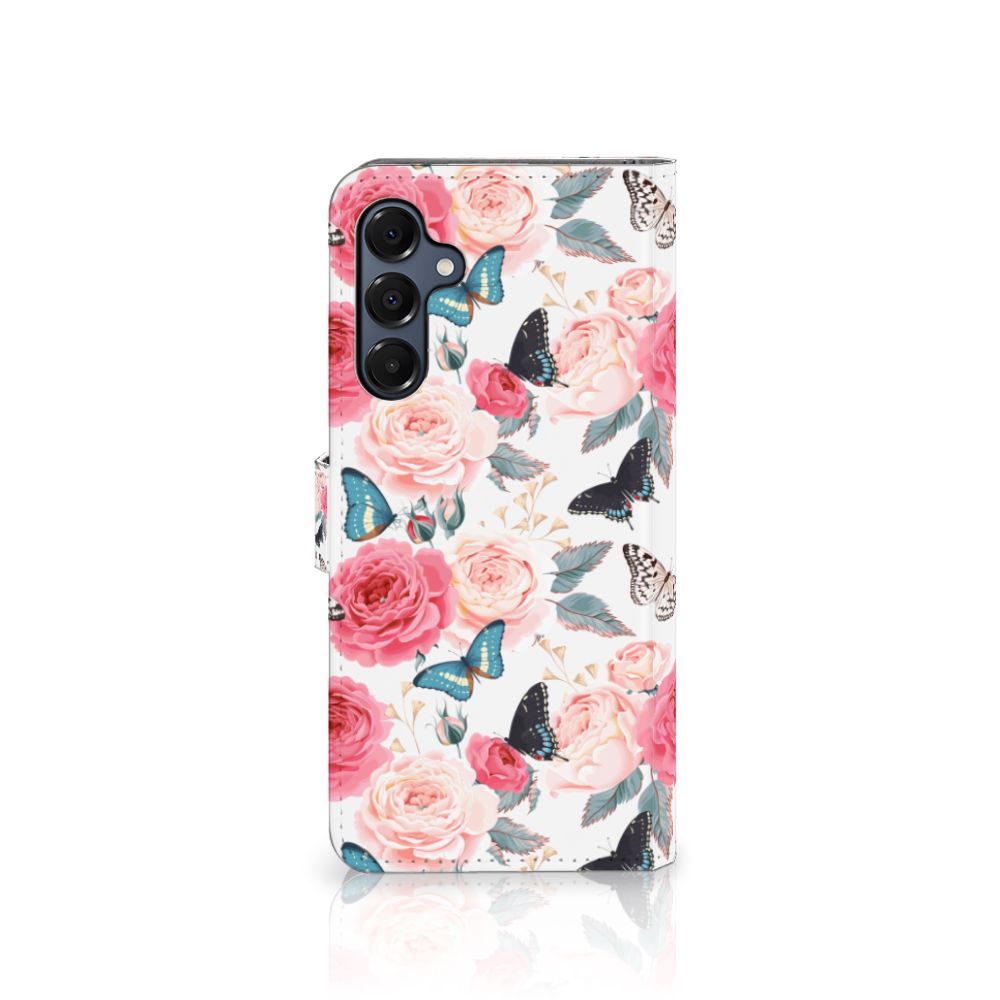 Samsung Galaxy A16 4G/5G Hoesje Butterfly Roses boekhoesje met rozen en vlinders
