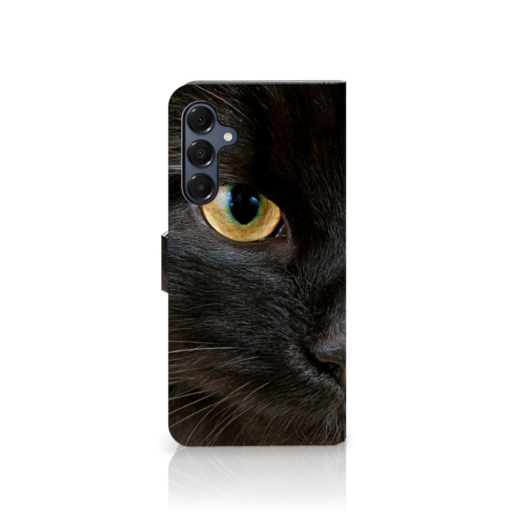 Samsung Galaxy A16 4G/5G Telefoonhoesje met Pasjes Zwarte Kat design zwarte kat aanzicht