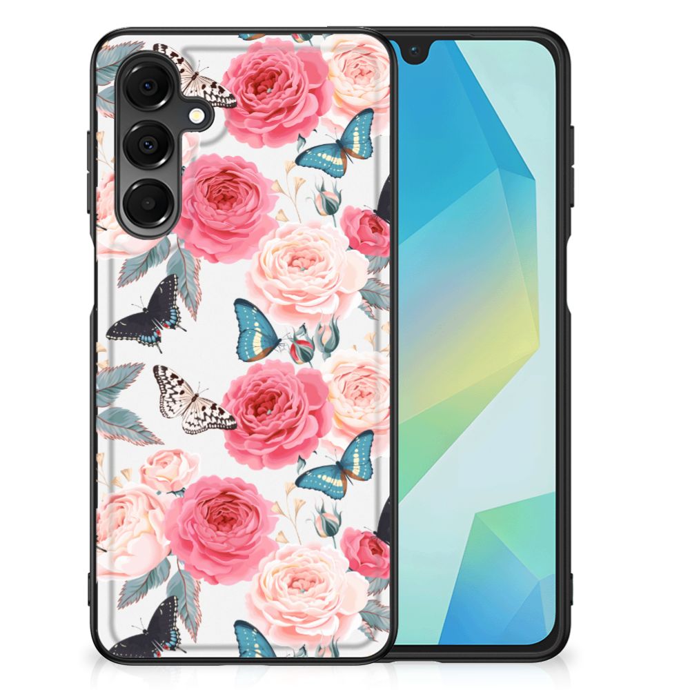 Samsung Galaxy A16 5G/4G Bloemen Hoesje Butterfly Roses bloemen planten design voorkant