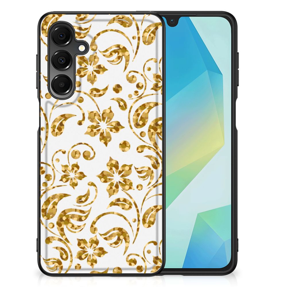 Samsung Galaxy A16 5G/4G Bloemen Hoesje Gouden Bloemen bloemen print achterkant