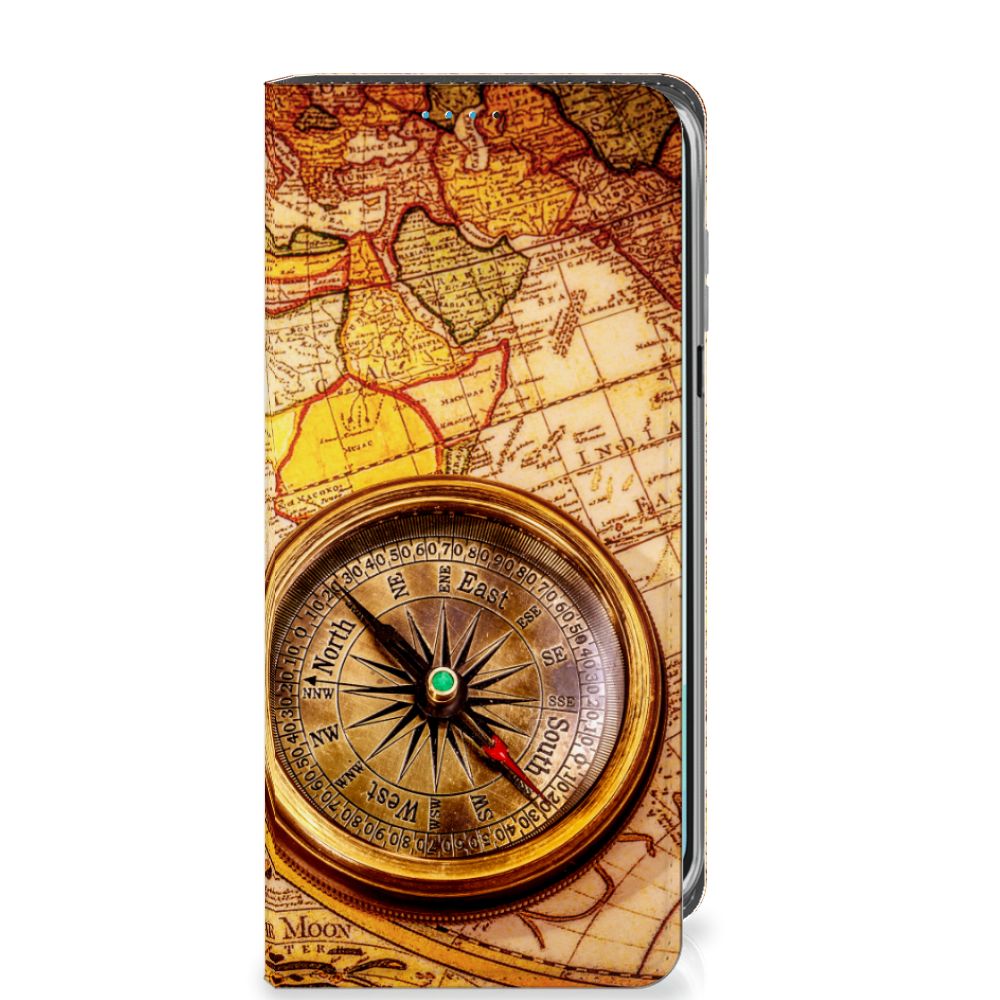 Samsung Galaxy A16 5G/4G Book Cover Kompas kompas wereldkaart design voorkant