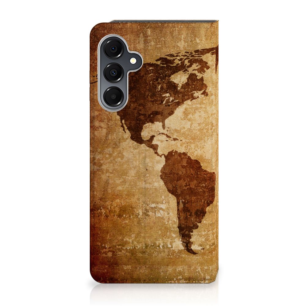 Samsung Galaxy A16 5G/4G Book Cover Wereldkaart wereldkaart bruin