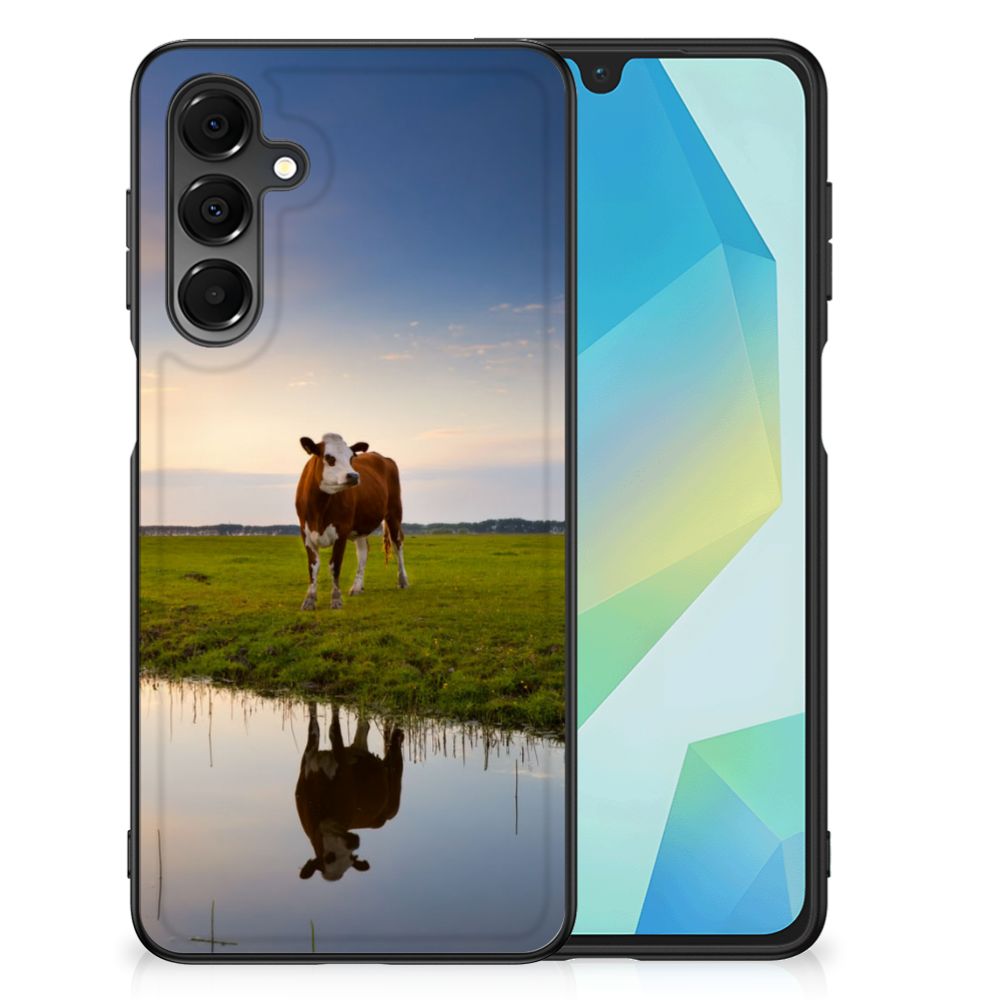 Samsung Galaxy A16 5G/4G Dierenprint Telefoonhoesje Koe koe schapendijk landschap voorzijde