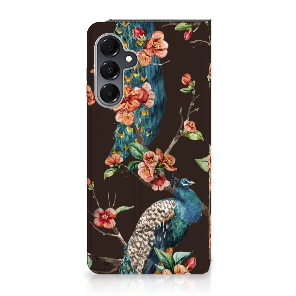 Samsung Galaxy A16 5G/4G Hoesje maken Pauw met Bloemen design pauw bloemen aanzicht