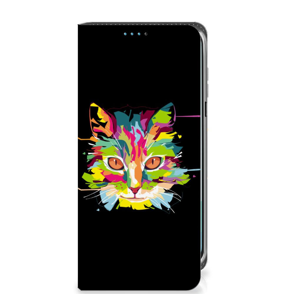 Samsung Galaxy A16 5G/4G Magnet Case Cat Color kat gezicht kleurrijk ontwerp