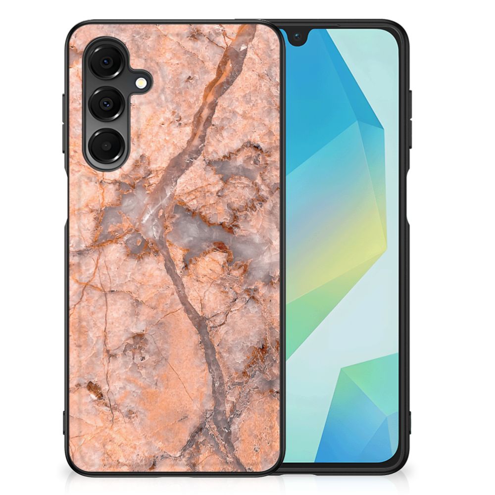 Samsung Galaxy A16 5G/4G Marmeren Print Telefoonhoesje Marmer Oranje design marmer voorkant