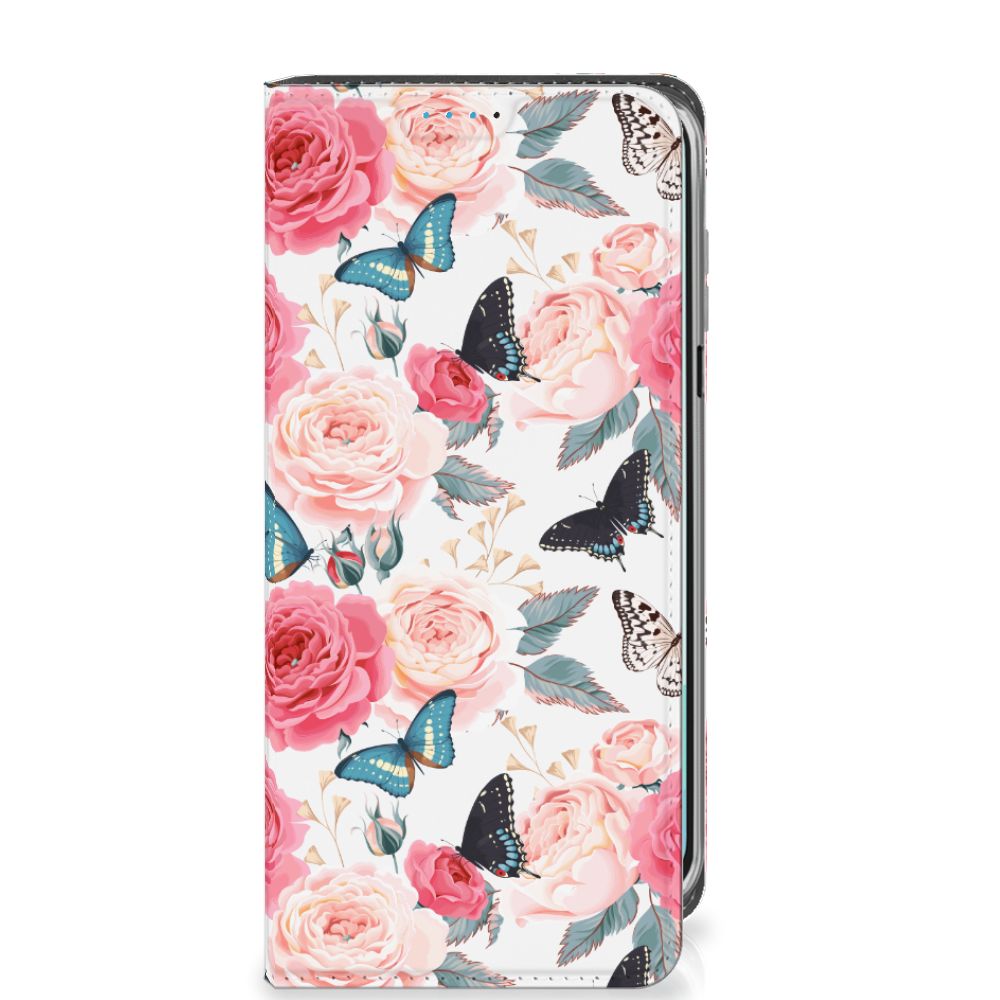 Samsung Galaxy A16 5G/4G Smart Cover Butterfly Roses bloemen vlinders aanzicht