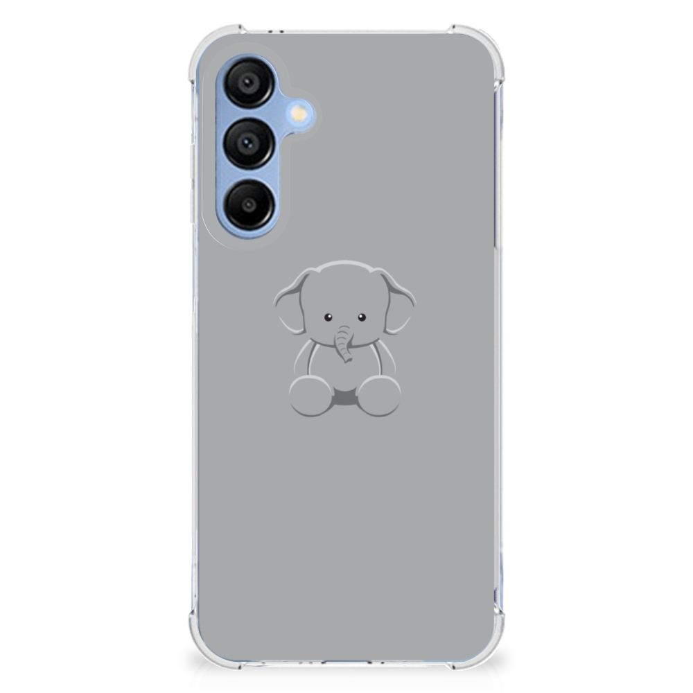 Samsung Galaxy A16 Stevig Bumper Hoesje Grijs Baby Olifant achterzijde