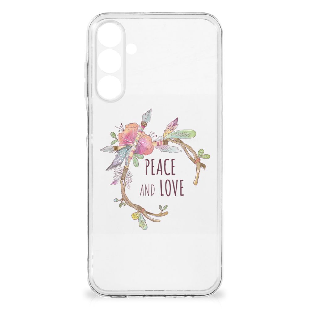 Samsung Galaxy A16 Telefoonhoesje met Naam Boho Text bloemen ontwerp transparant