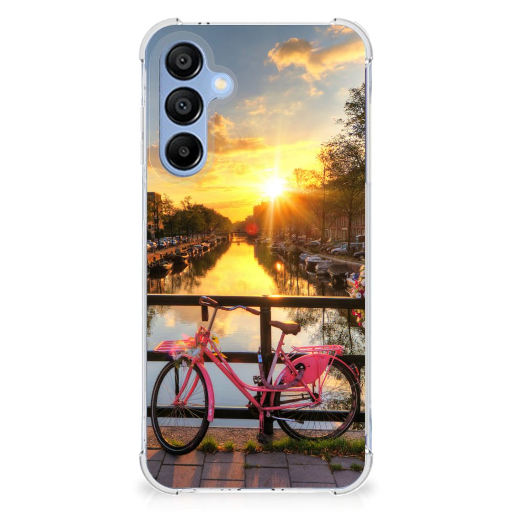 Samsung Galaxy A16 Telefoonhoesje met valbescherming Amsterdamse Grachten fiets sunset afbeelding