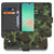 Samsung Galaxy A17 Boekhoesje Camouflage Army Dark Met Pasjes camouflage groen bruin voorkant achterkant
