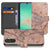 Samsung Galaxy A17 Bookcase Hoes Marmer Oranje Met Pasjes boekhoesje oranje marmerpatroon voorkant en achterkant