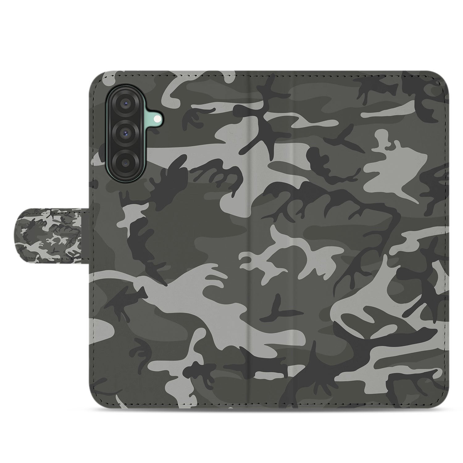 Samsung Galaxy A17 Portemonnee Hoesje Army Light Camouflage TPU camouflage design vooraanzicht