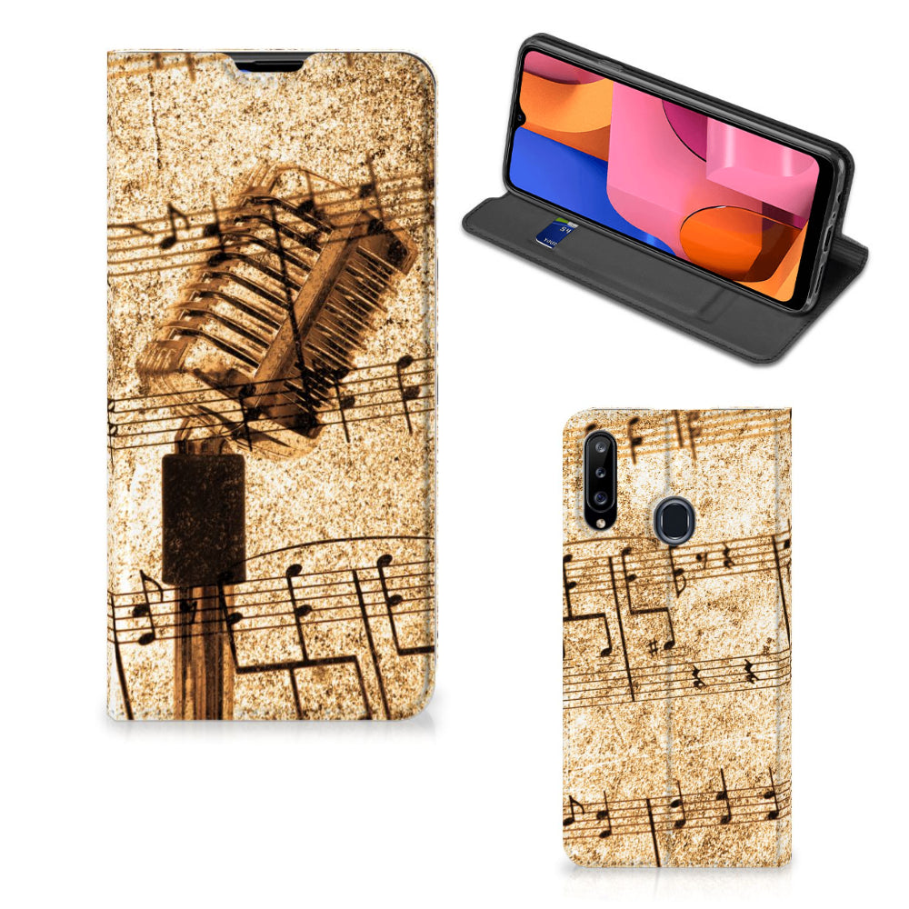 Samsung Galaxy A20s Stand Case Bladmuziek