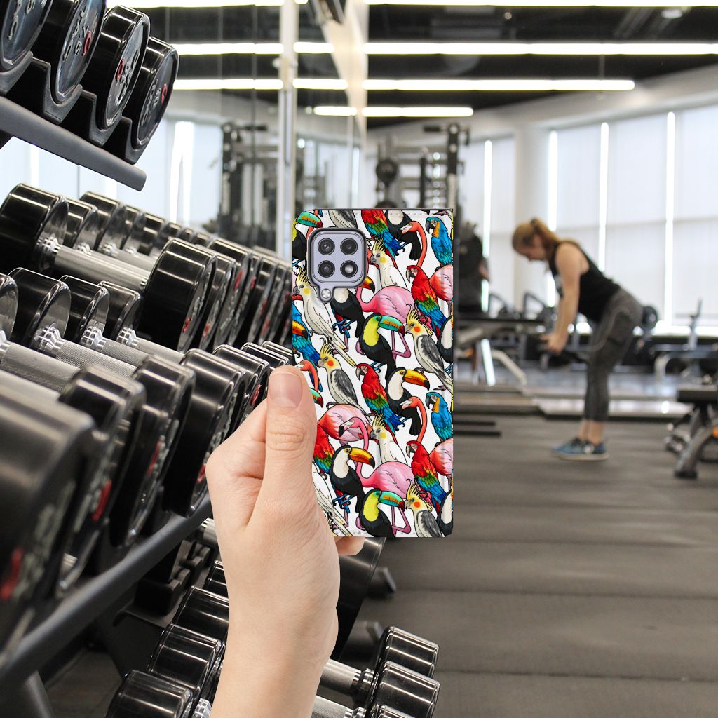 Samsung Galaxy A22 4G | M22 Hoesje maken Birds kleurrijk vogels gym hand