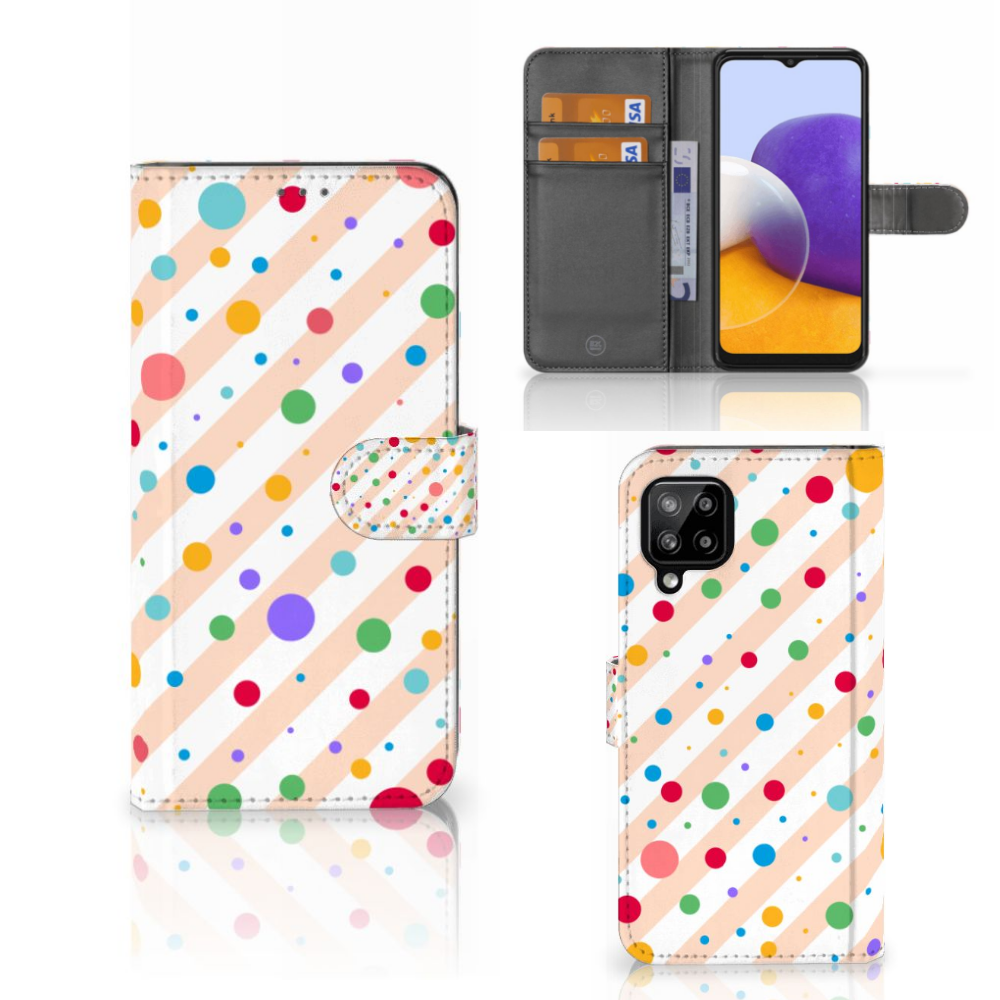 Samsung Galaxy A22 4G | M22 Telefoon Hoesje Dots design Dots aanzicht
